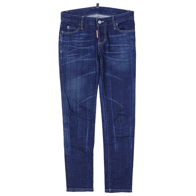 SALE【美品】DSQUARED2 ディースクエアード デニムパンツ 36 レディース Jennifer Jean Bleach Splash Denim スキニー ストレッチ ロゴパッチ ボタンフライ ジーンズ ボトムス ボタン付属 インディゴ イタリア製