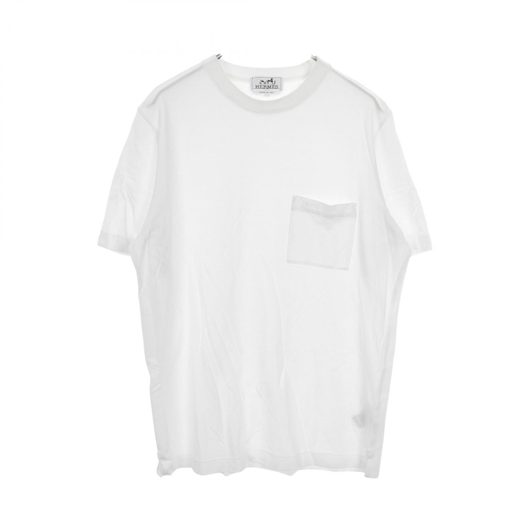 エルメス HERMES H刺繍ポケット付き カットソー 衣料品 トップス コットン ホワイト メンズ ホワイト系 【中古】