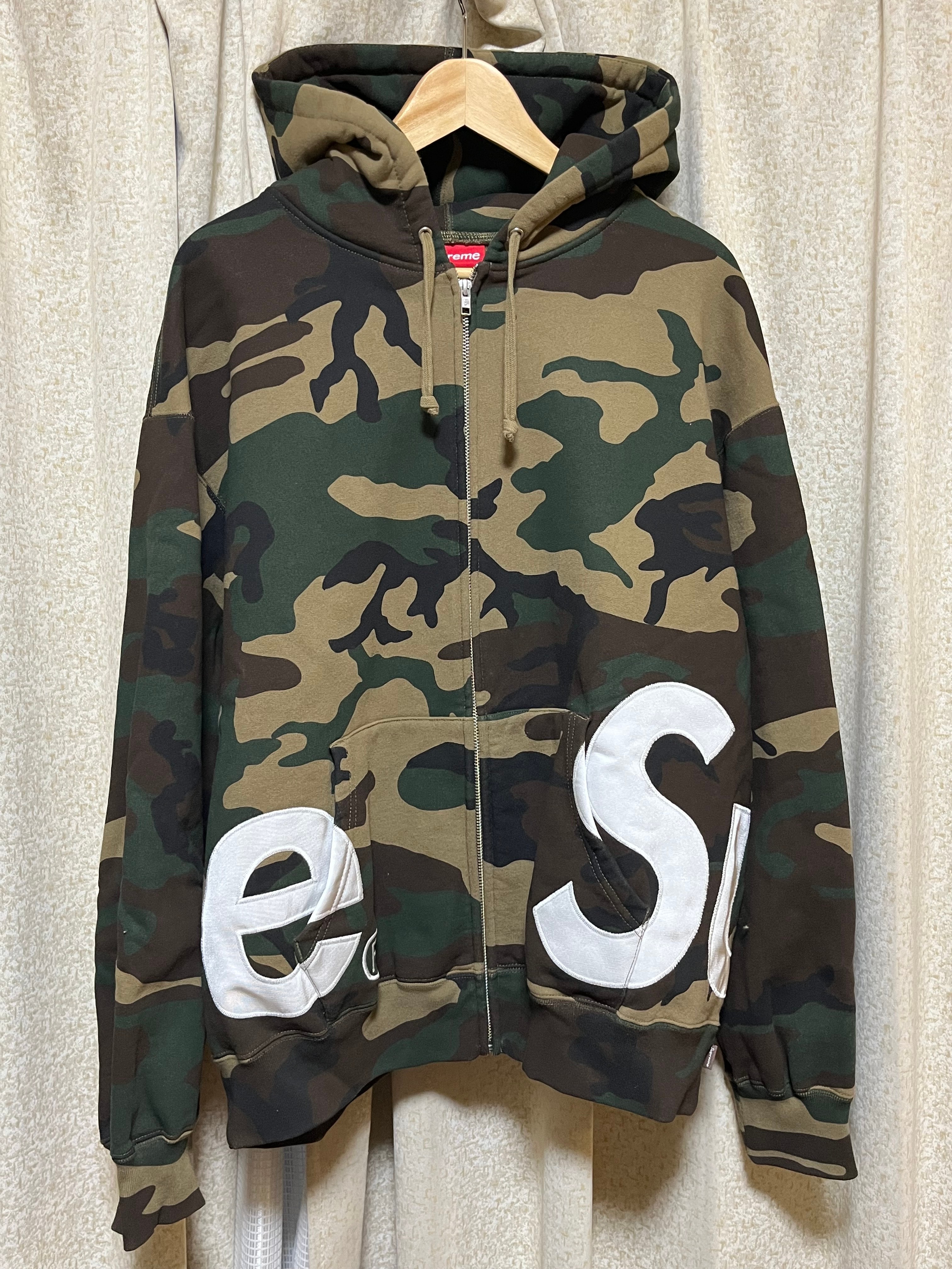 Supreme Big Logo Zip Up Hooded Sweatshirt "Woodland Camo"