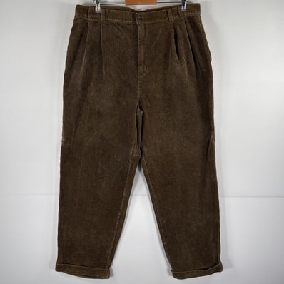 古着 チャップスラルフローレン CHAPS RALPHLAUREN スラックスパンツ コーデュロイ テーパード 太うね 大きいサイズ ブラウン系 メンズ