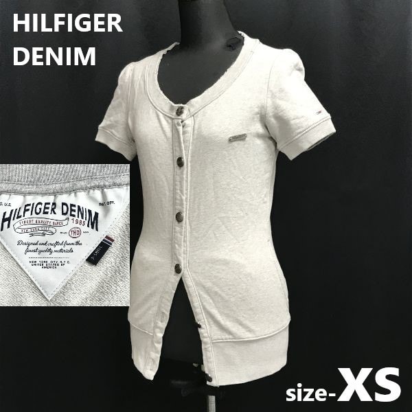 ヒルフィガーデニム/HILFIGER DENIM★スウェット/半袖カーディガン/ジャケット【レディースXS/グレー/gray】tops/Jumper◆cBH806