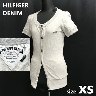 ヒルフィガーデニム/HILFIGER DENIM★スウェット/半袖カーディガン/ジャケット【レディースXS/グレー/gray】tops/Jumper◆cBH806