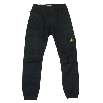STONE ISLAND ストーンアイランド 23AW 791531314 GARMENT DYE STRECH CARGO PANTS ロゴワッペン ガーメントダイ カーゴ パンツ ブラック系 28【中古】