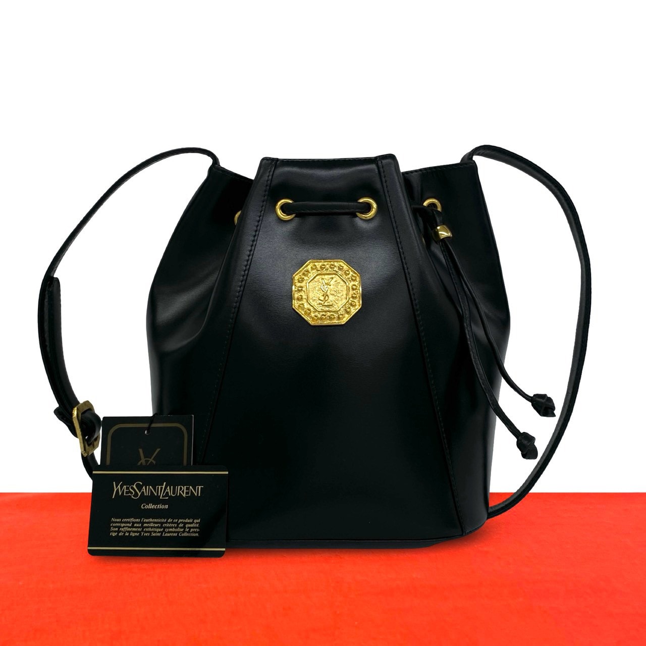 YVES SAINT LAURENT イヴ・サンローラン YSL ロゴ レザー ショルダーバッグ ブラック
 24577