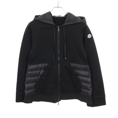 モンクレール MONCLER フード付き 切替 パーカー ダウンジャケット 衣料品 アウター コットン ナイロン レディース ブラック系 【中古】