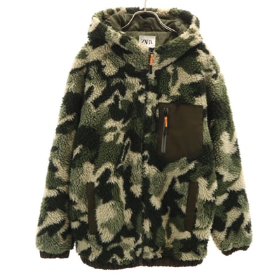ZARA ザラ カモフラ柄 ボアジャケット S-M カーキ 迷彩