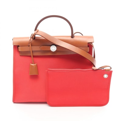 エルメス HERMES エールバッグジップPM ローズジャイプール 2WAY ハンドバッグ バッグ キャンバス レザー トワルオフィシエ / ヴァッシュハンター トワルオフィシエ ローズジャイプール D刻印(2019年製造) レディース