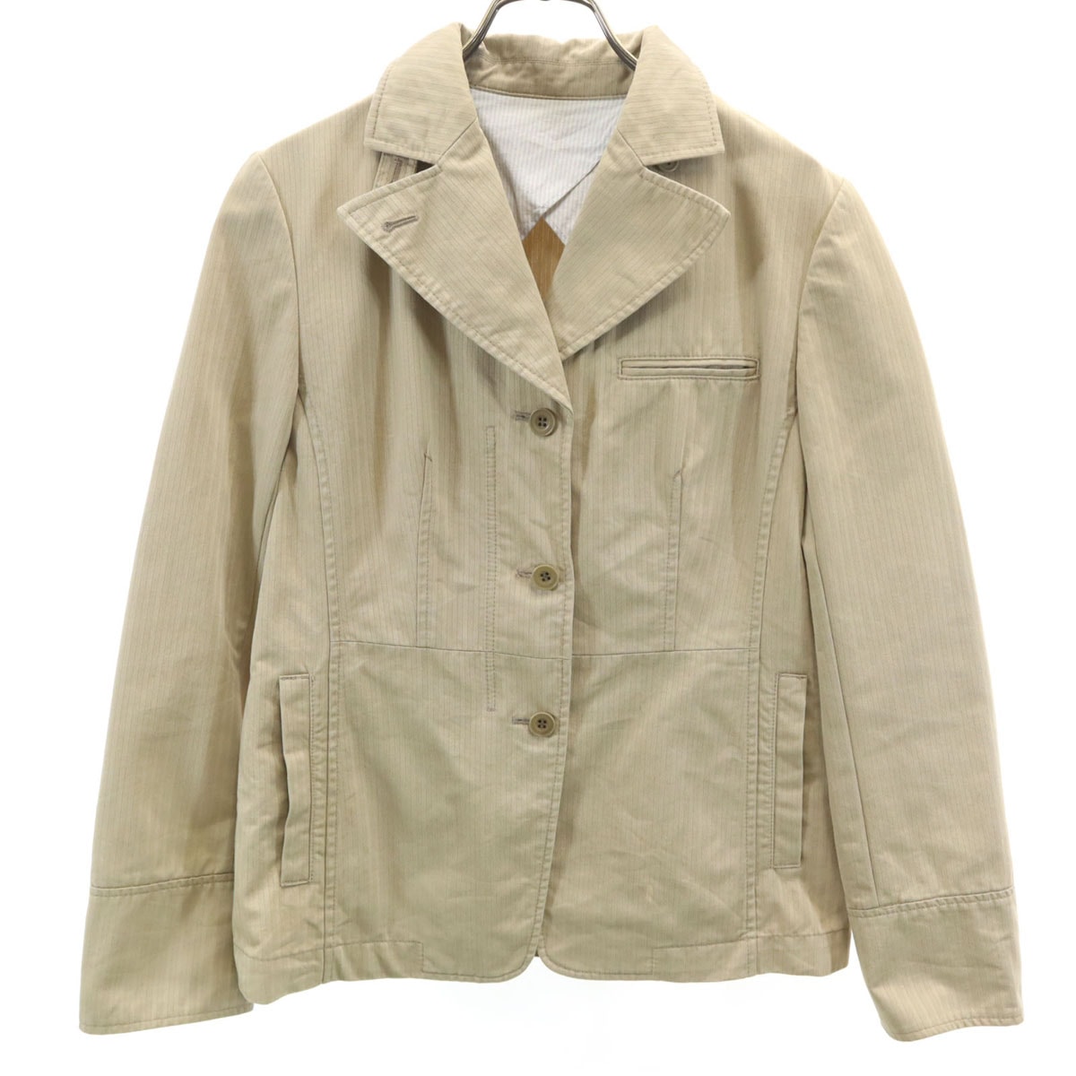 Adam et Rope' アダムエロペ 日本製 ストライプ柄 ジャケット 38 ベージュ