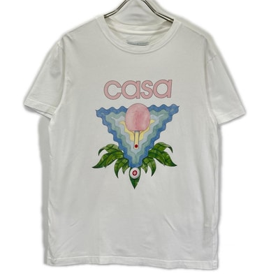 カサブランカ 22SS-3 ホワイト JERSEY SCREEN PRINTED T-SHIRT S