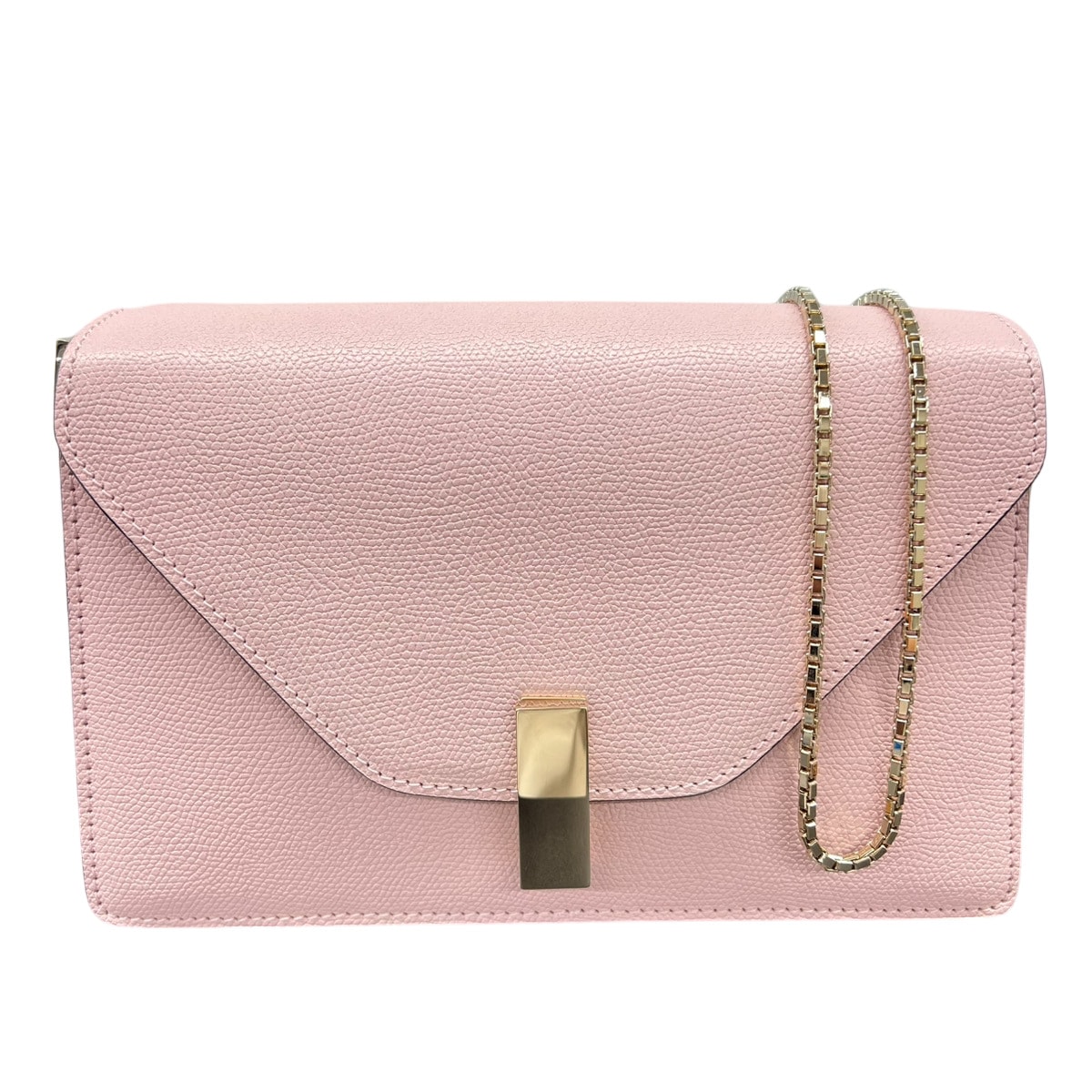 VALEXTRA 展示品級 ヴァレクストラ イジィデ チェーン 2way ショルダーバッグ クラッチバッグ V5E71L レザー ピンク チェーンショルダー クロスボディミニバッグ ポシェット 未使用 極美品 SAランク 中古 鑑定済