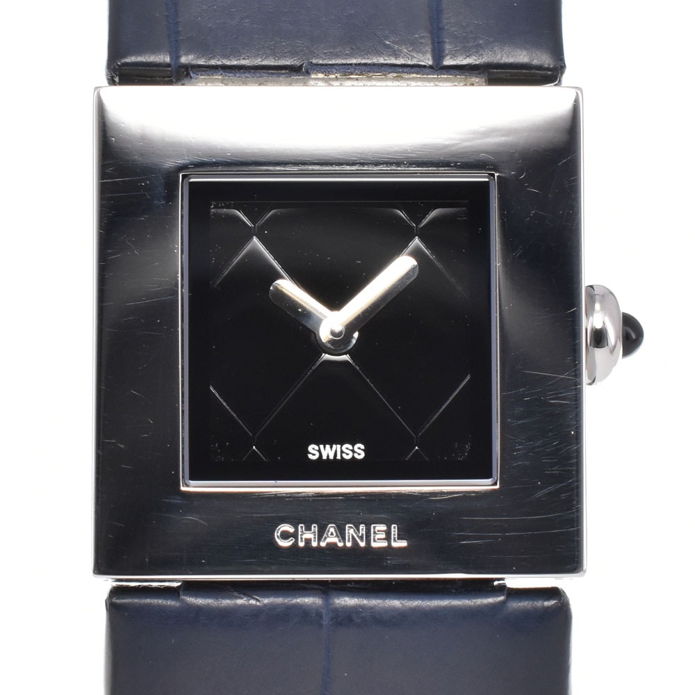 シャネル CHANEL マトラッセ ブラック クォーツ レディース 美品 腕時計 H#146326