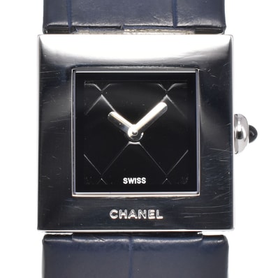 シャネル CHANEL マトラッセ ブラック クォーツ レディース 美品 腕時計 H#146326