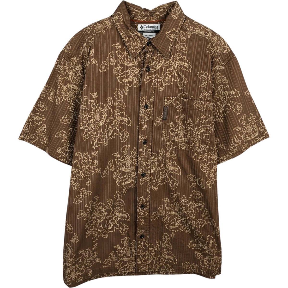 古着 00年代 コロンビア Columbia 総柄 ボタニカル柄 半袖 コットンシャツ ボックスシャツ メンズL相当/eaa625503