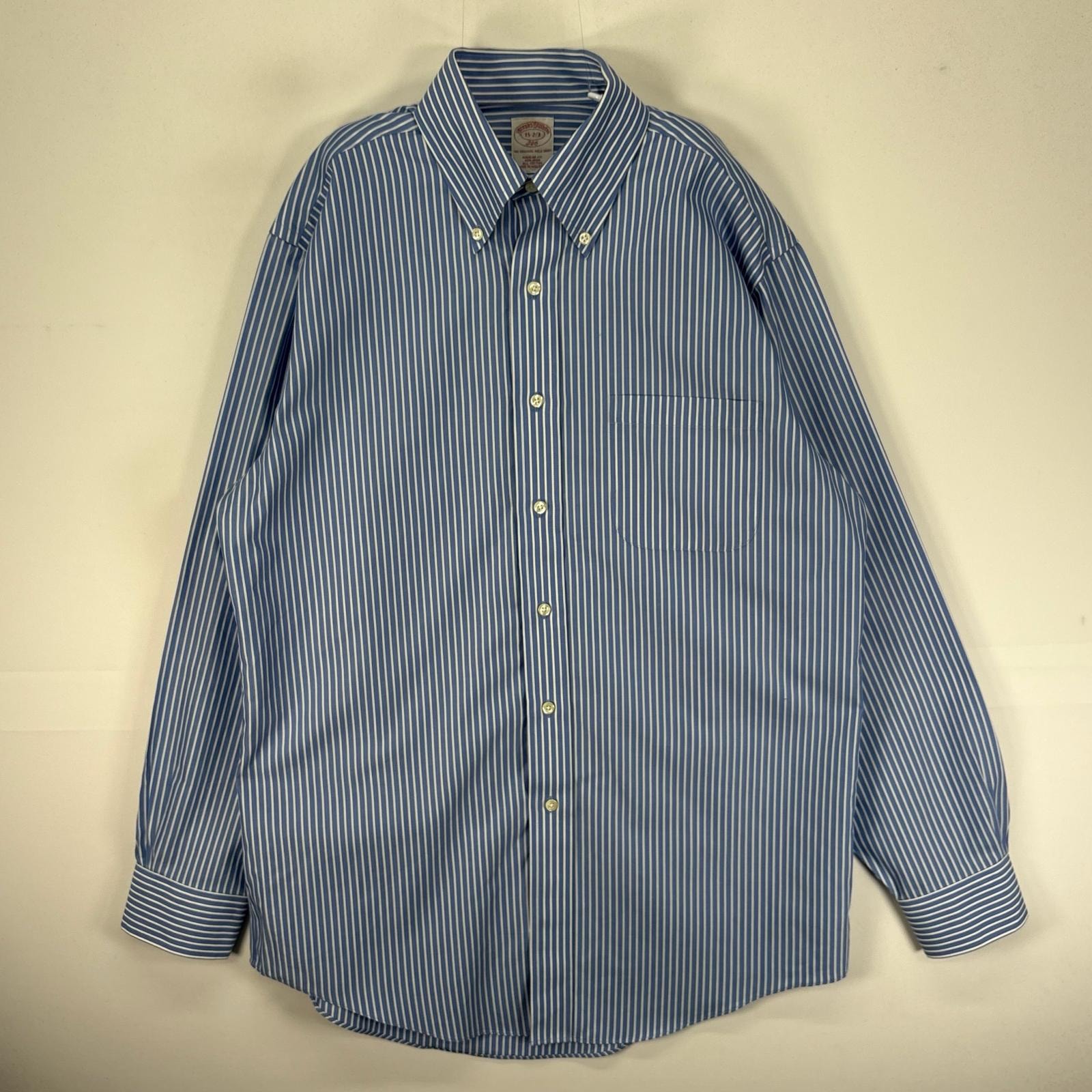古着 ブルックスブラザーズ Brooks Brothers 長袖シャツ ボタンダウン 胸ポケット M  ブルー系 ストライプ メンズ