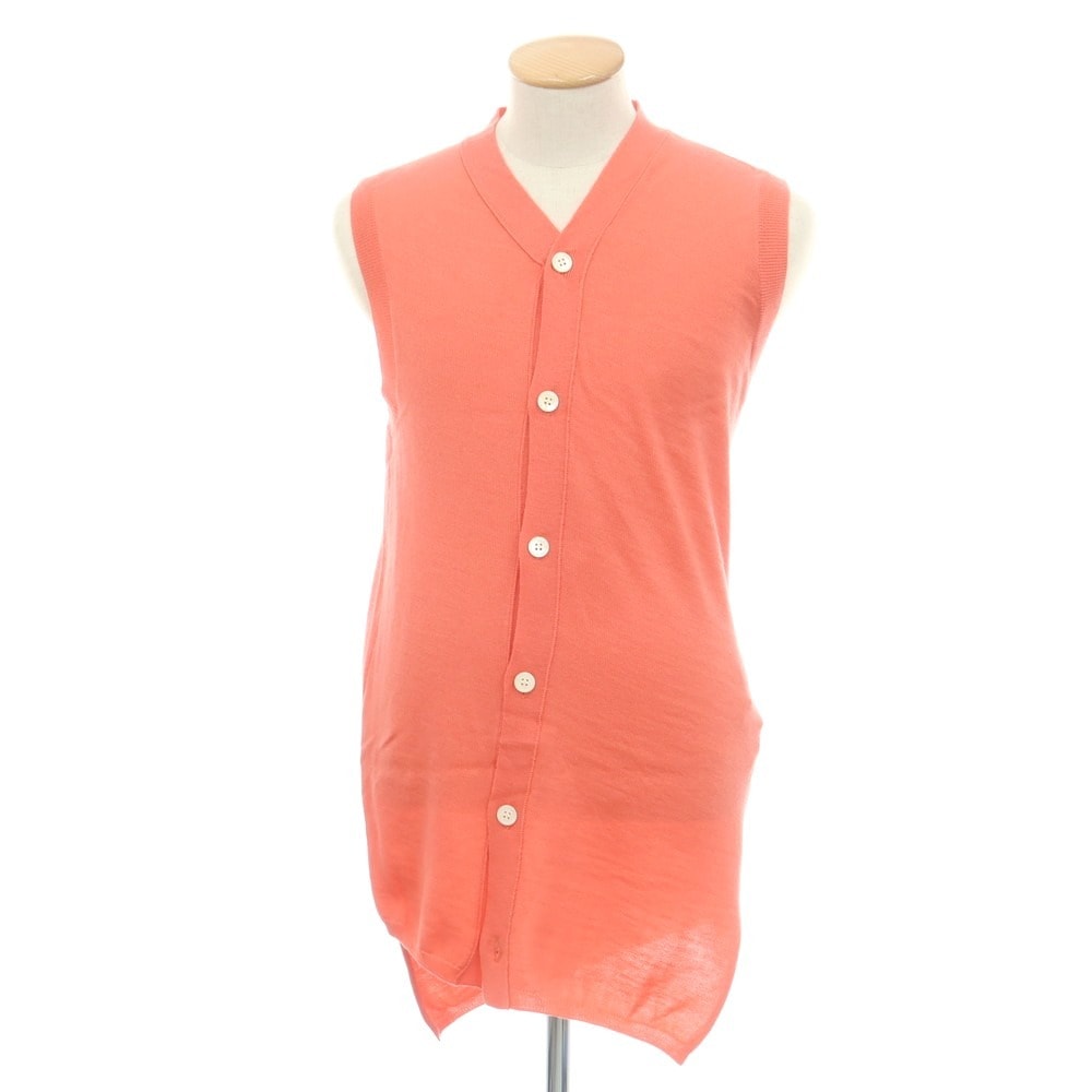 【中古】コムデギャルソンシャツ COMME des GARCONS SHIRT 2024年秋冬 ウール ロングニットベストカーディガン コーラルピンク【サイズS】【メンズ】