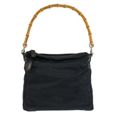 GUCCI グッチ バンブー ブラック 黒 シルバー金具 ナイロン ショルダーバッグ 603744 【中古】