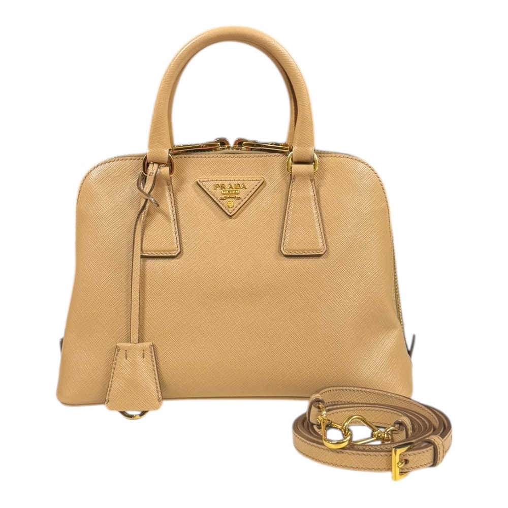 プラダ サフィアーノ ショルダーバッグ レザー BL0838 ベージュ レディース PRADA 中古