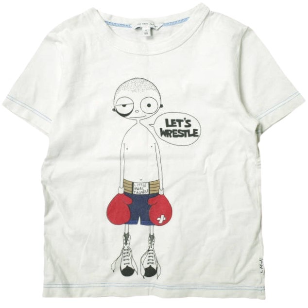 LITTLE MARC JACOBS リトル マークジェイコブス KIDS LET'S WRESTLE TEE キッズプリントTシャツ W25031 102cm(4) ホワイト 半袖 トップス g17833