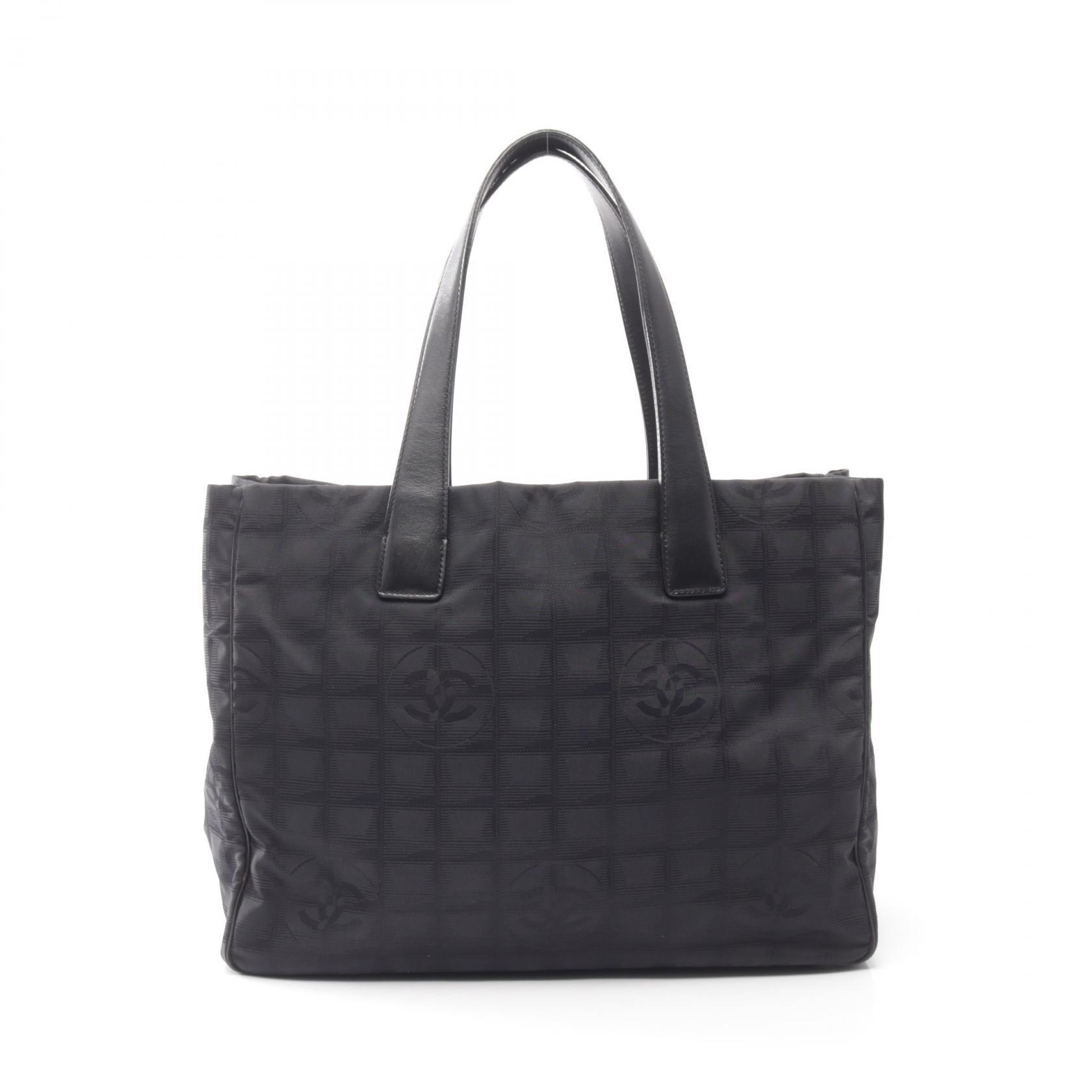 シャネル CHANEL ニュートラベルラインMM トートバッグ バッグ レザー ナイロンキャンバス レディース ブラック系 【中古】