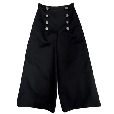極美品 シャネル ワイドパンツ アンカーボタン P59395V36806 34