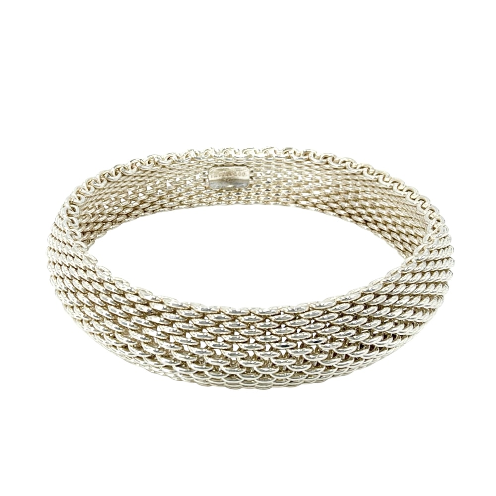 TIFFANY&Co. ティファニー バングル サマセット メッシュ ブレスレット ジュエリー アクセサリー シルバー925 レディース 約58.1g 美品【中古品】