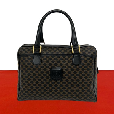 CELINE セリーヌ マカダム ブラゾン 柄 ロゴ レザー PVC ハンドバッグ ブラック
46515