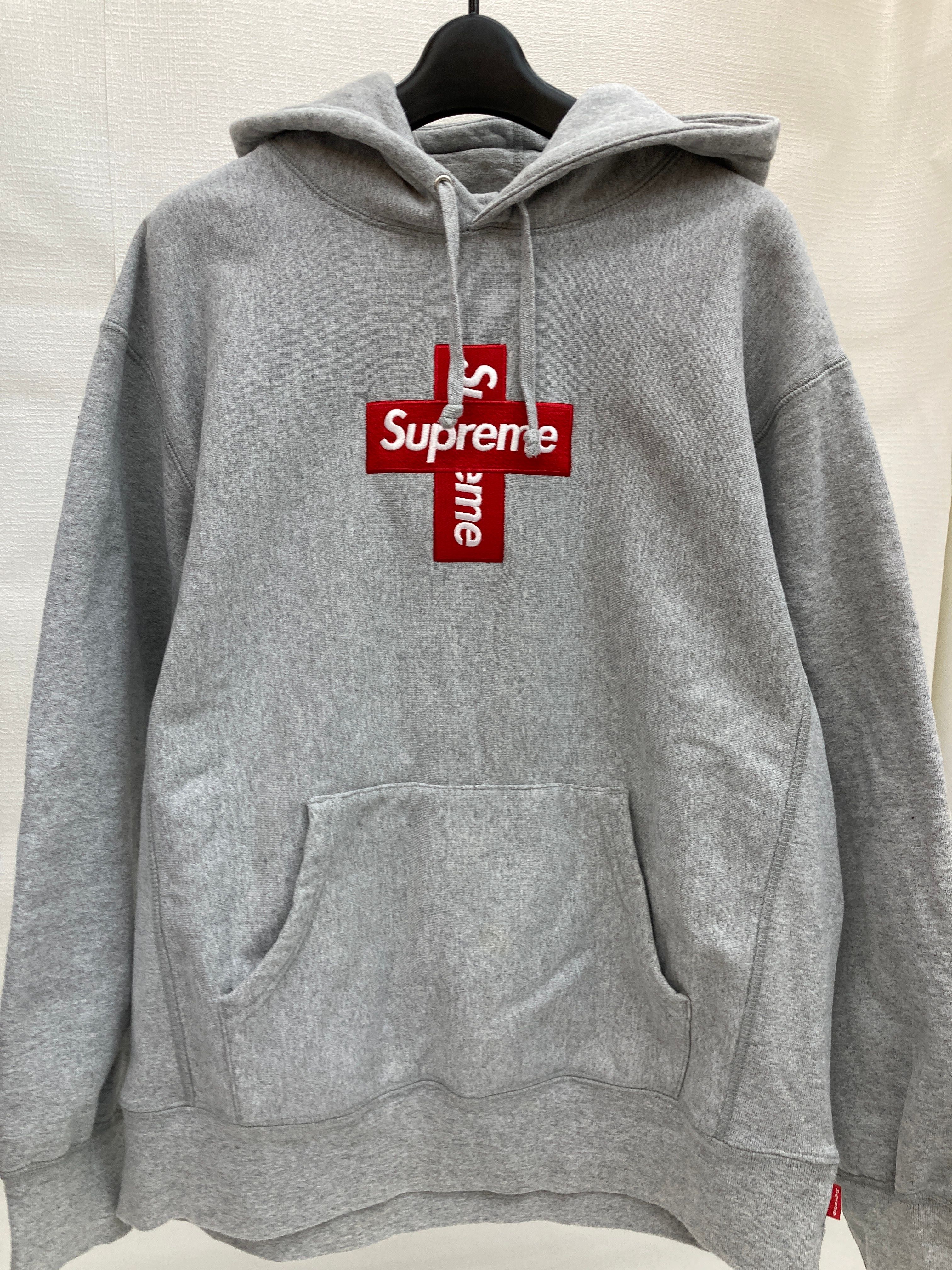 Supreme Cross Box Logo Hooded Sweatshirt "Grey"