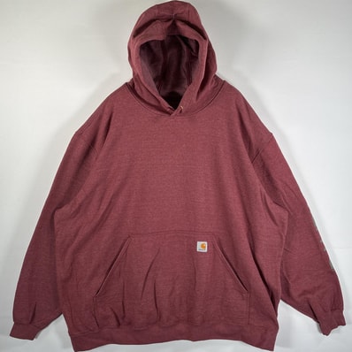 古着 カーハート Carhartt パーカー 大きいサイズ オリジナルフィット ワンポイントロゴ 袖プリントロゴ レッド系 メンズ