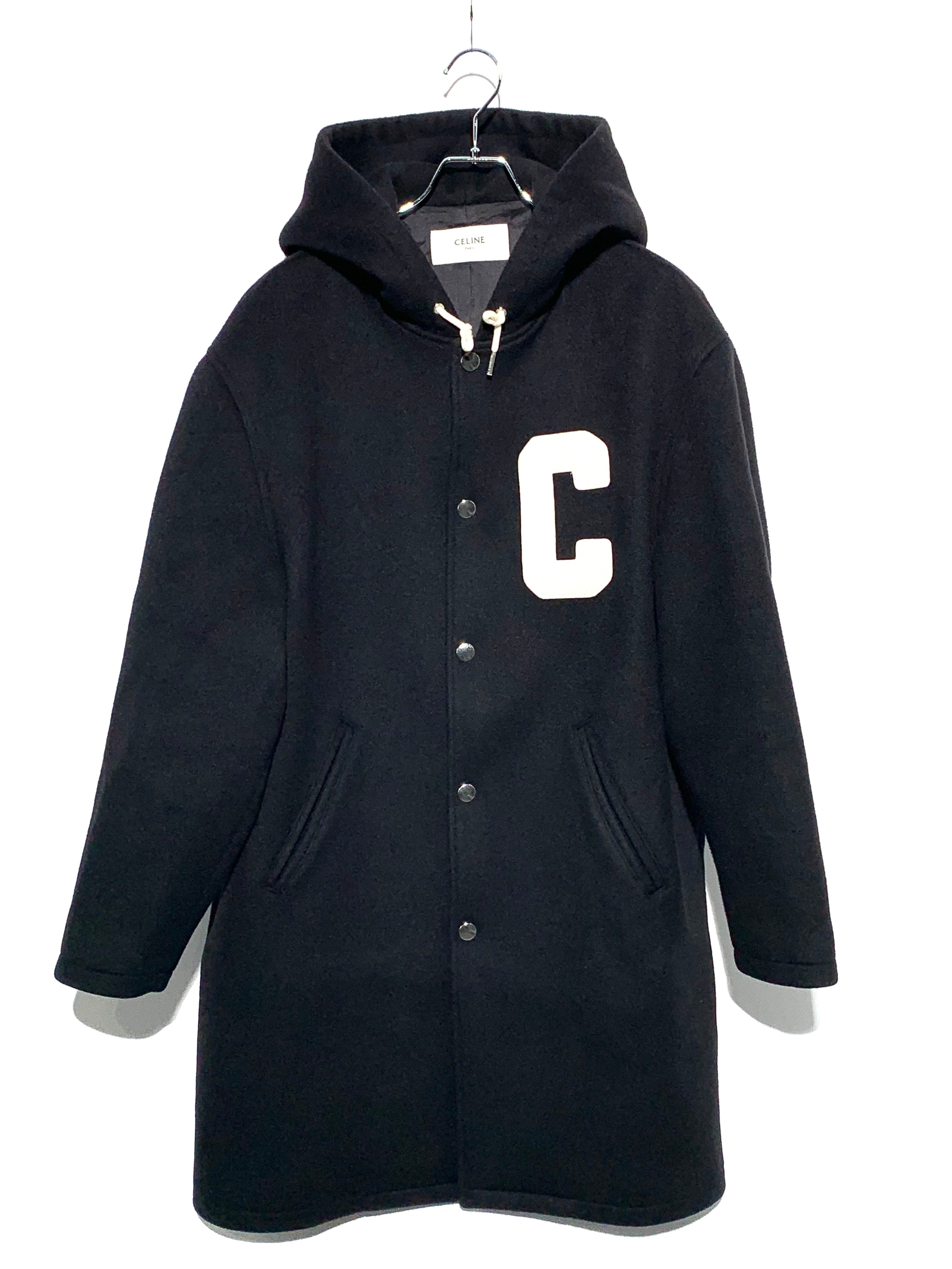 CELINE Double Face Wool College Hoodie "Black"