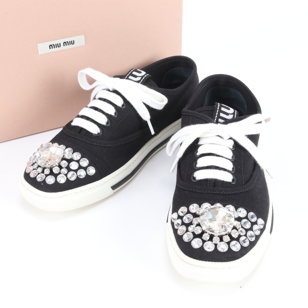 ■新品同様 ミュウミュウ 38 クリスタル ビジュースニーカー 이미지