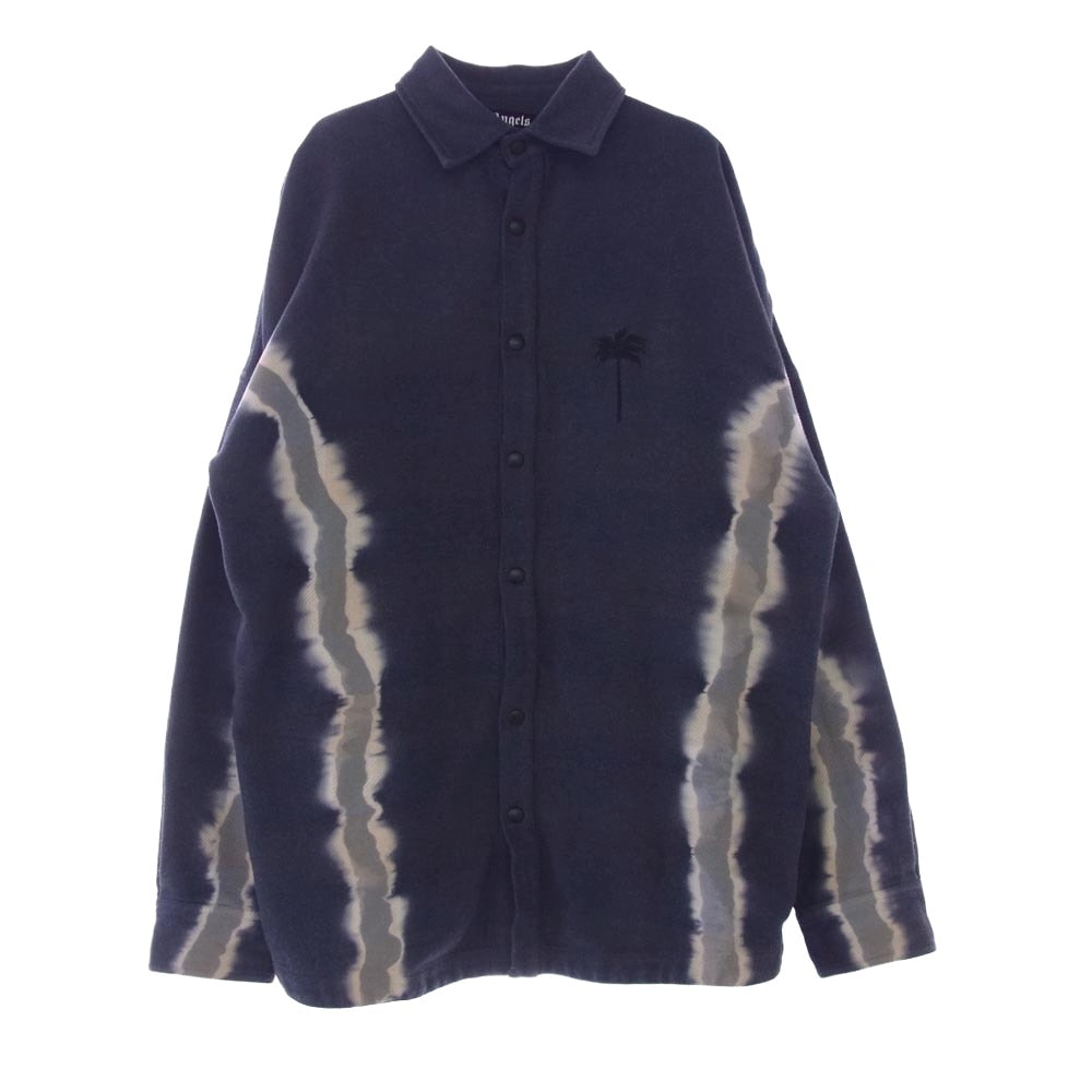 PALM ANGELS パームエンジェルス 長袖シャツ エンブロイダリー ブリーチ加工 長袖 シャツ ブルー系【中古】