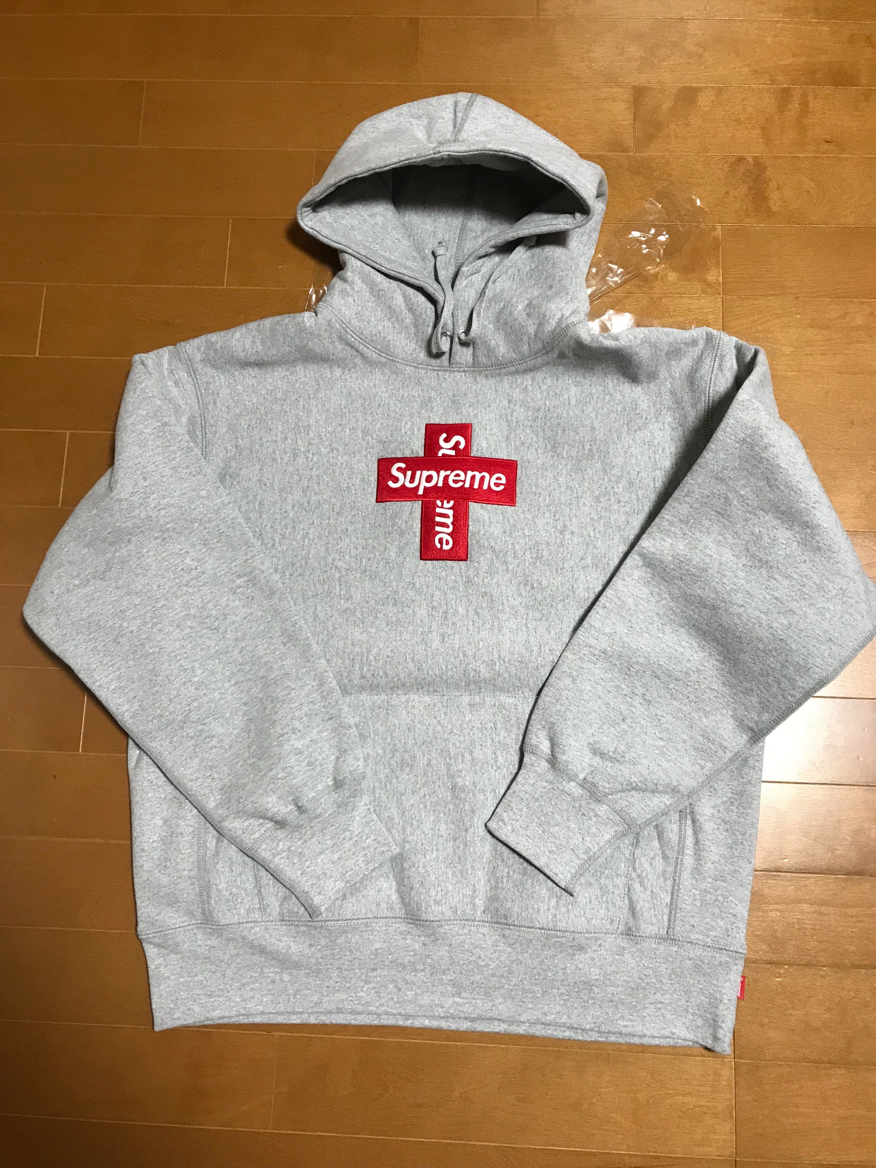 Supreme Cross Box Logo Hooded Sweatshirt "Grey"
