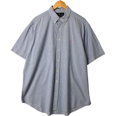 古着 ラルフローレン Ralph Lauren CLASSIC FIT シアサッカー 半袖 ボタンダウン ストライプシャツ メンズXL相当/eaa551866