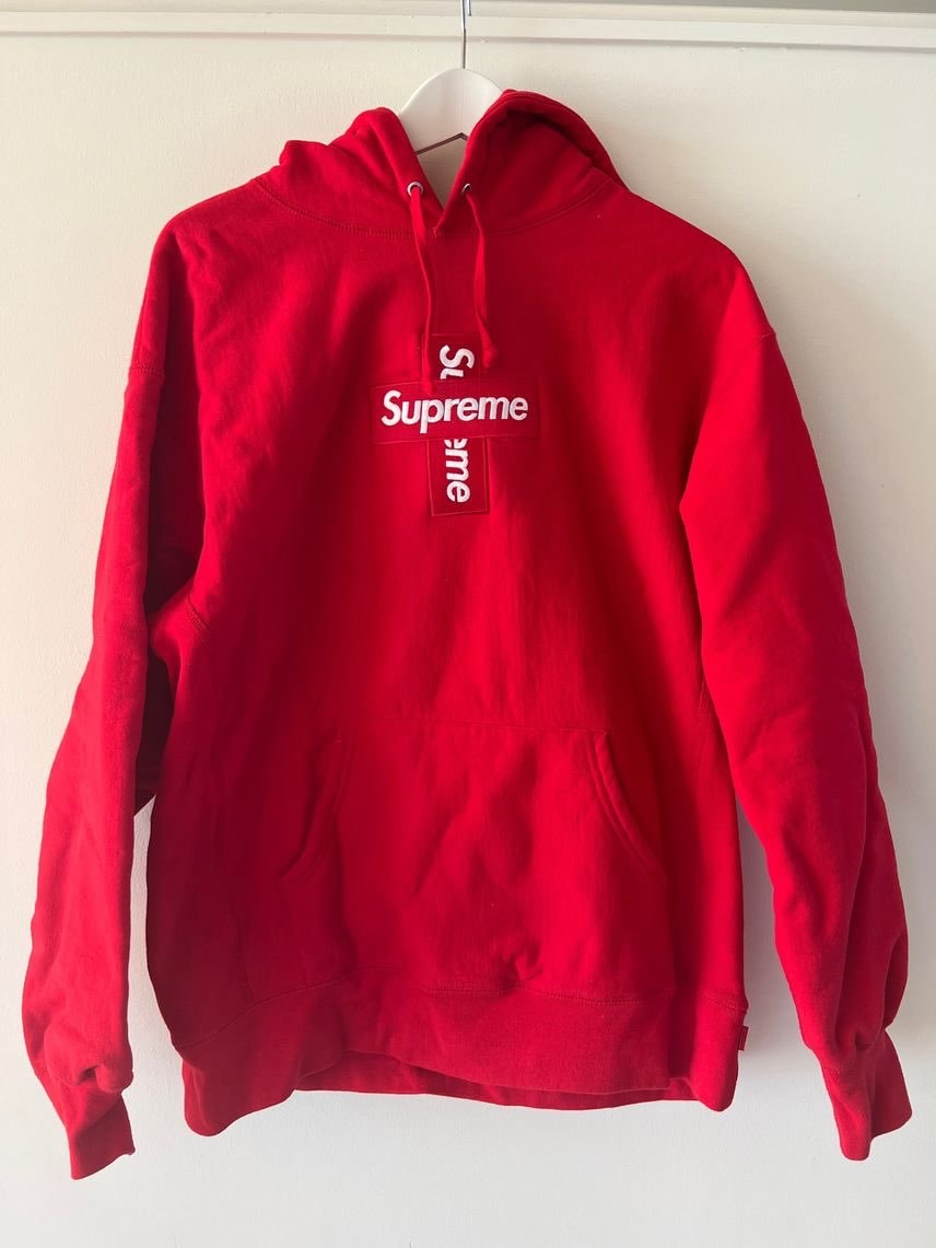 Supreme Cross Box Logo Hooded Sweatshirt "Red"