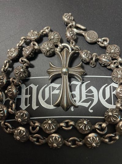 Chrome Hearts # 1 Cross Ball Necklace / CH Cross 50cm "Silver"