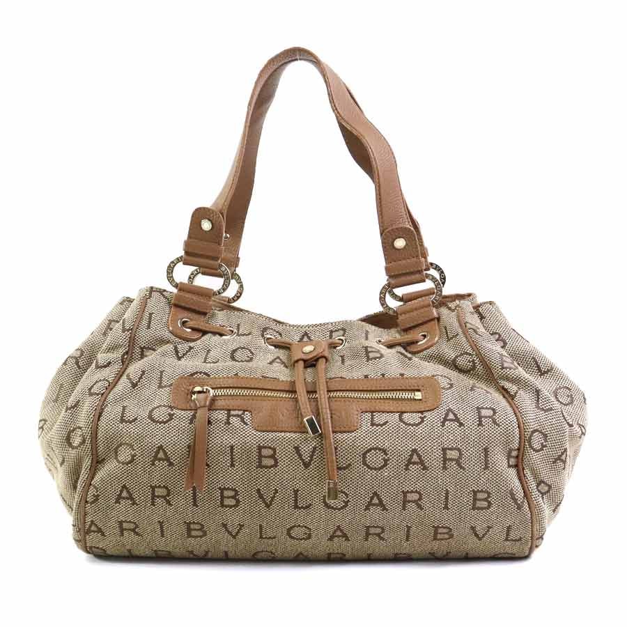 ブルガリ BVLGARI ハンドバッグ キャンバス/レザー ブラウン レディース【中古】 r11446j