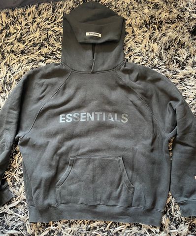 FEAR OF GOD ESSENTIALS 3D Silicon Applique Pullover Hoodie "Black"