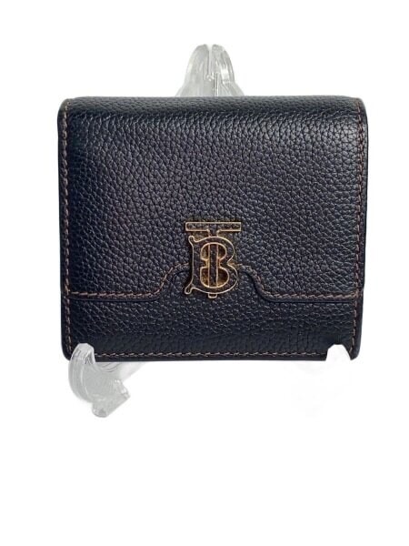 BURBERRY Monogram Motif Grainy Leather Folding Wallet "Black"