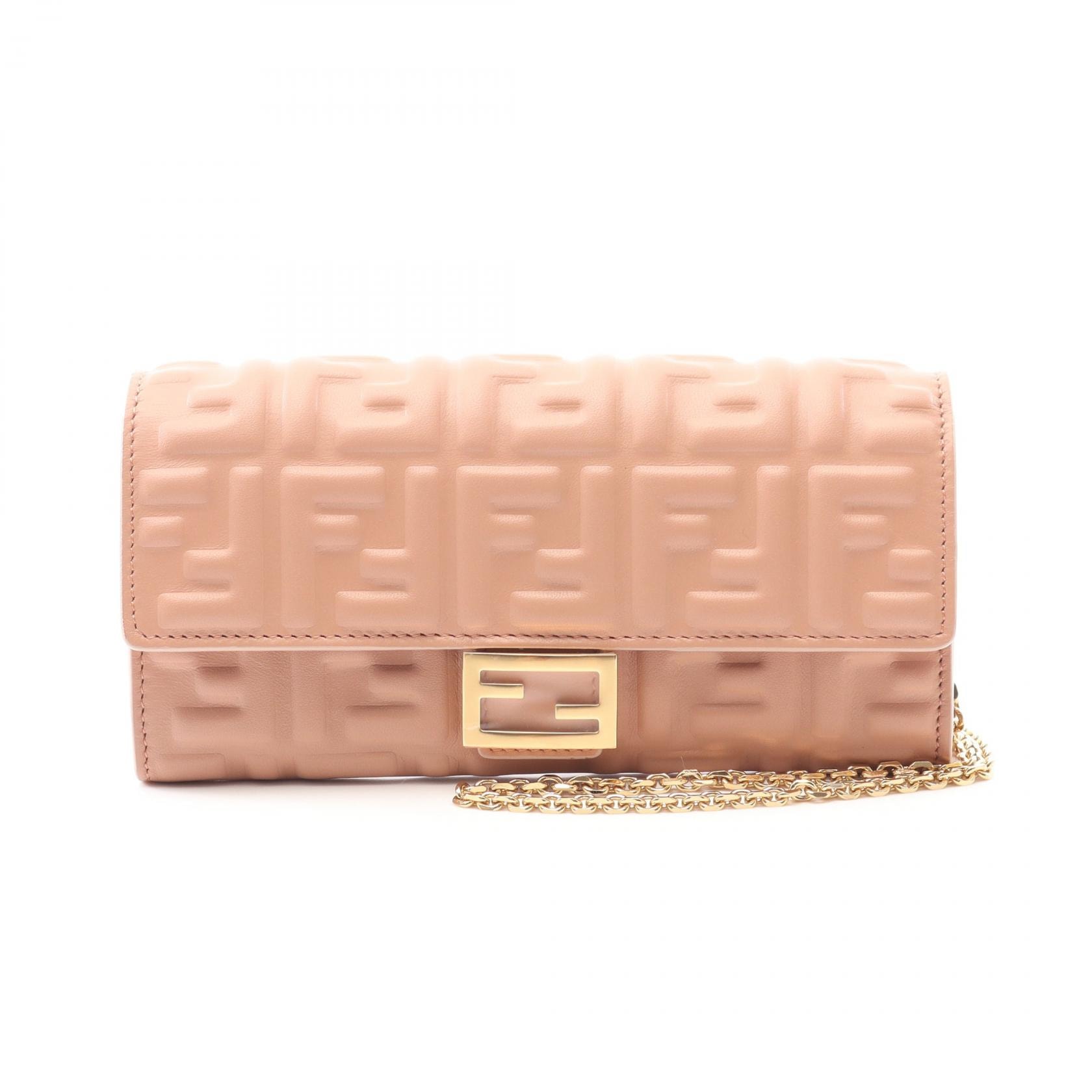 フェンディ FENDI FFロゴ ショルダーバッグ バッグ レザー レディース ピンク系 8M0498AAJDF1SK3 【中古】