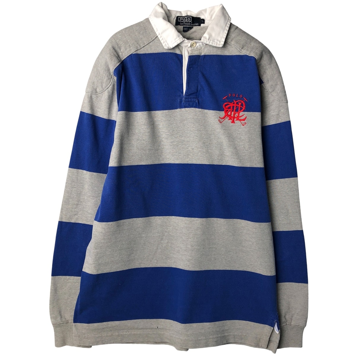 古着 90年代 ラルフローレン Ralph Lauren POLO by Ralph Lauren ボーダー柄 長袖 ラガーシャツ USA製 メンズL相当/eaa594509