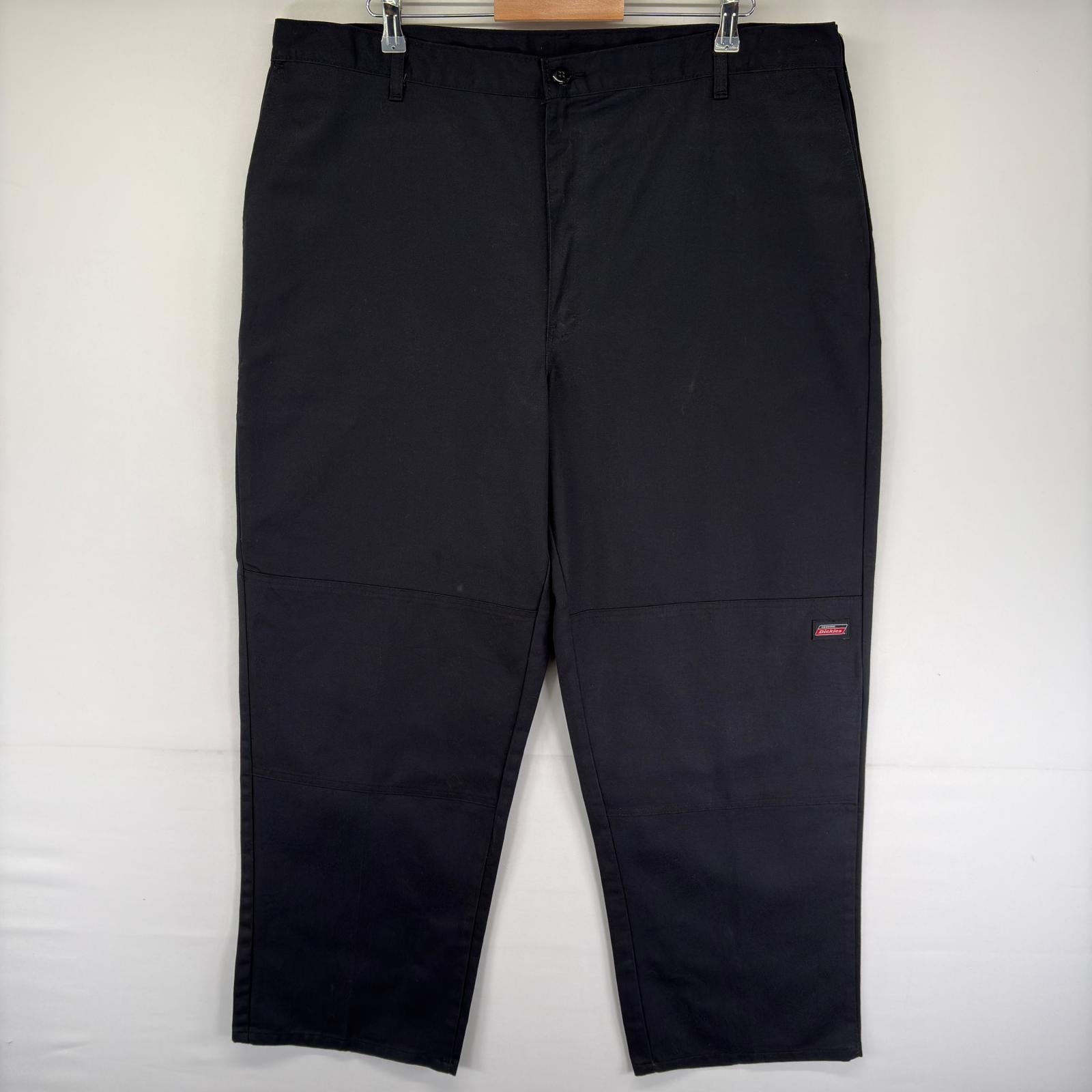 古着 ディッキーズ Dickies パンツ ワーク ジッパーフライ 大きいサイズ ダブルニー ワンポイントロゴ W42 L32  ブラック系 メンズ