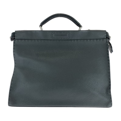 FENDI フェンディ セレリア ピーカブー グレー シルバー金具 レザー ビジネスバッグ ブリーフケース 503385 【中古】