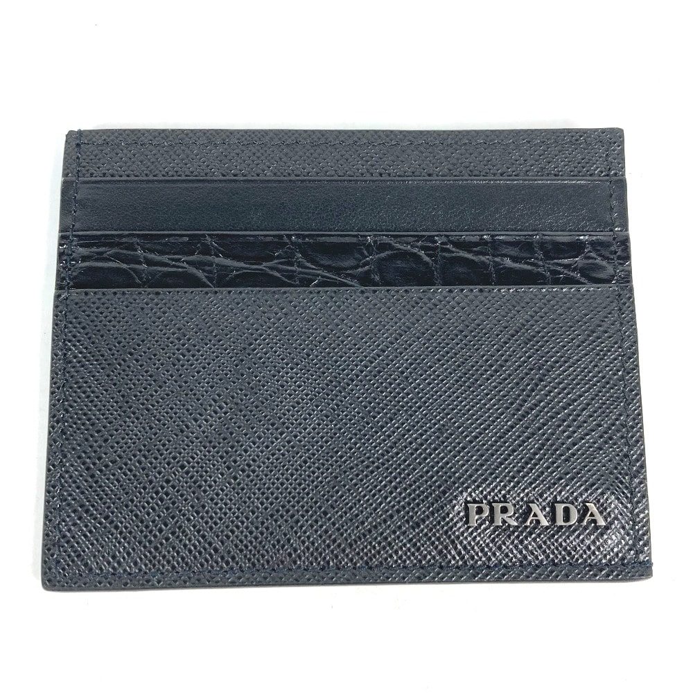 プラダ PRADA ロゴ 2MC223 名刺入れ パスケース カードケース サフィアーノレザー ブラック 美品