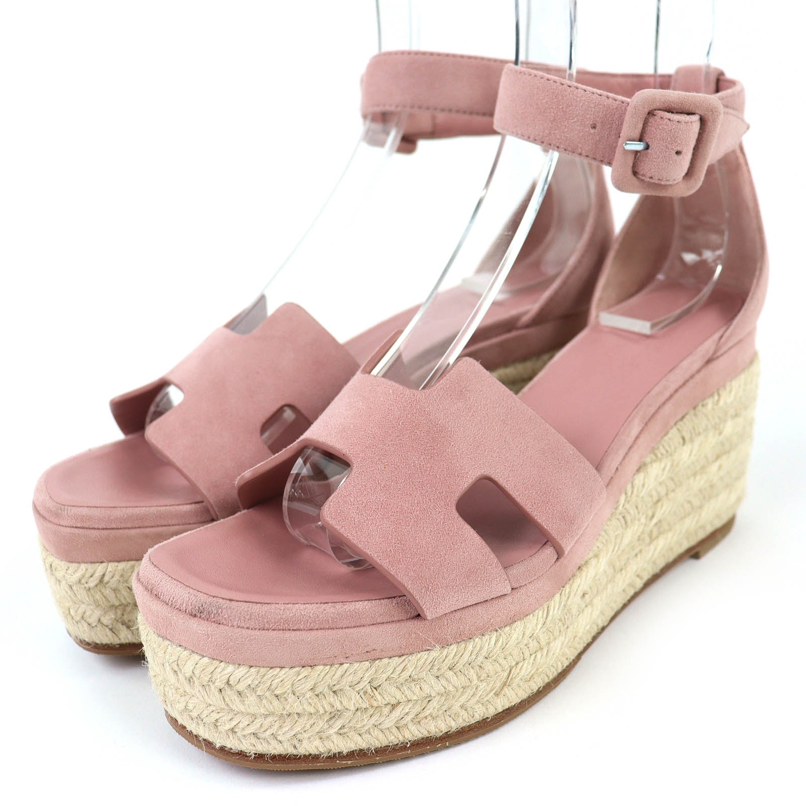 極美品 エルメス サンダル エスパドリーユ エルダ ピンク レディース 36