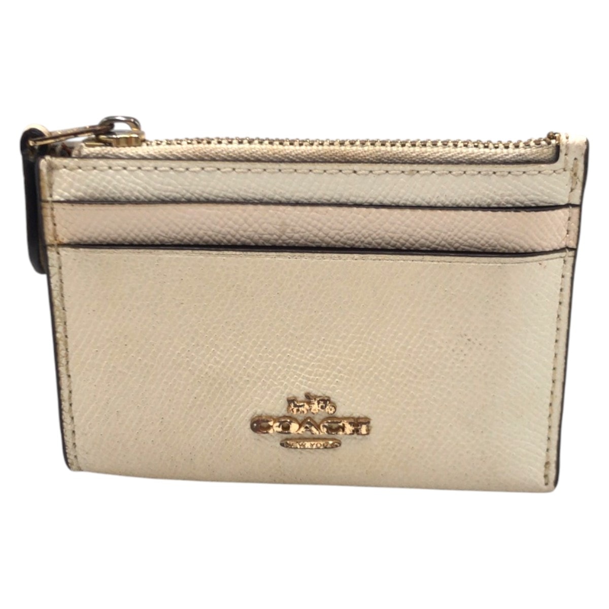 COACH コーチ ベージュ レザー コインケース カードケース 600495 【中古】