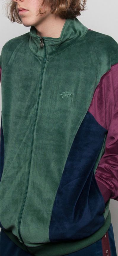 Stussy VELOUR PANELED TRACK JACKET "Green"
