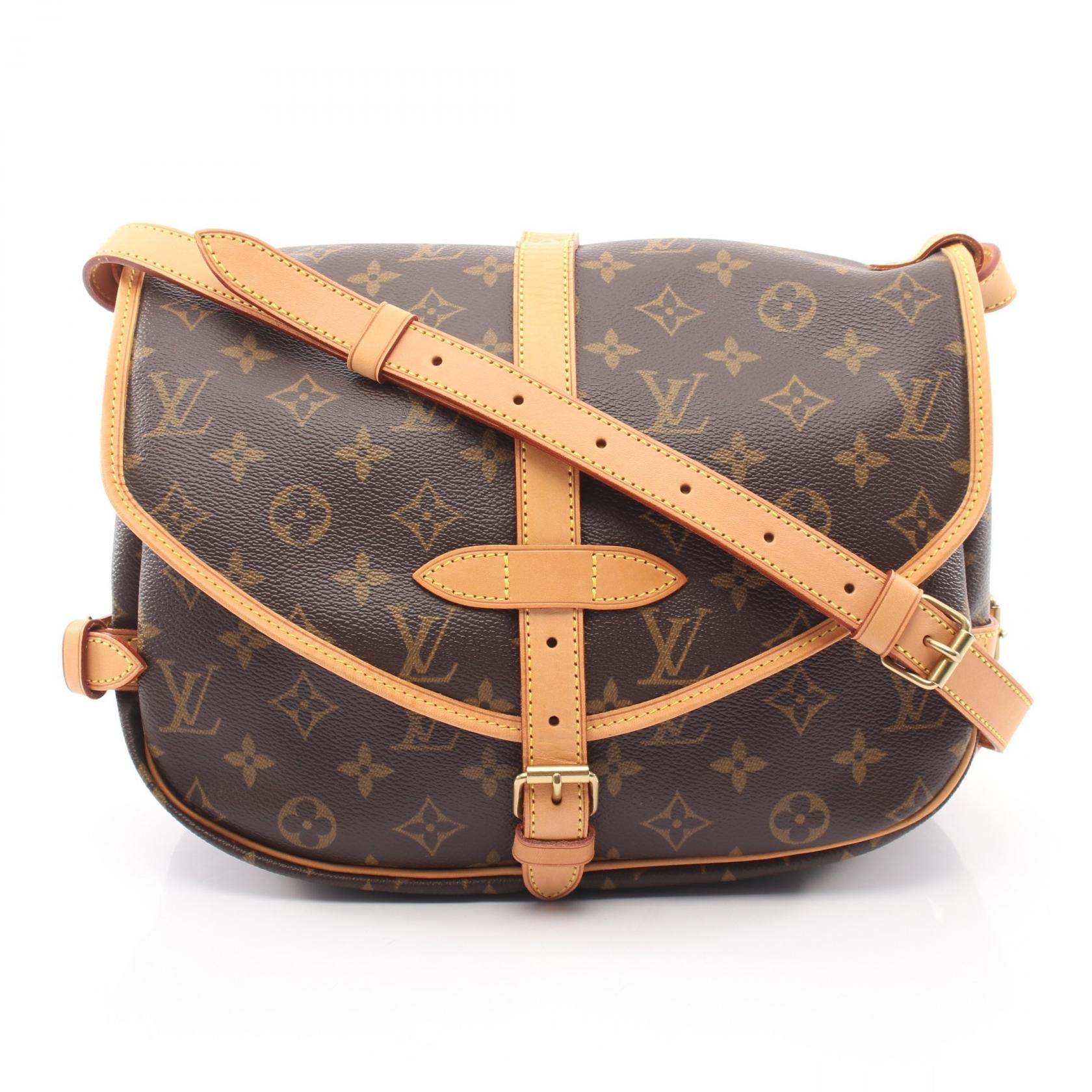 ルイ・ヴィトン LOUIS VUITTON ソミュール30 ショルダーバッグ バッグ PVCコーティングキャンバス レザー モノグラム レディース ブラウン系 M42256 【中古】
