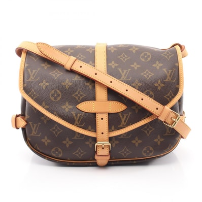 ルイ・ヴィトン LOUIS VUITTON ソミュール30 ショルダーバッグ バッグ PVCコーティングキャンバス レザー モノグラム レディース ブラウン系 M42256 【中古】