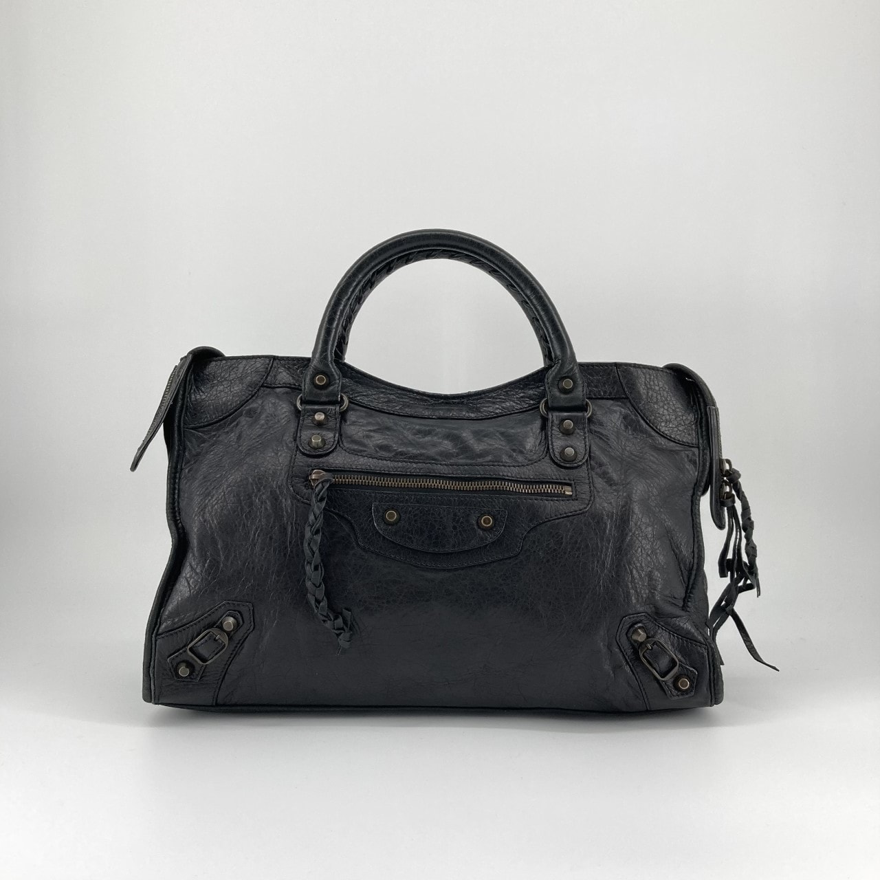 BALENCIAGA(バレンシアガ) ザシティ クラシック 編み込みハンドル 115748 ハンドバッグ ブラック