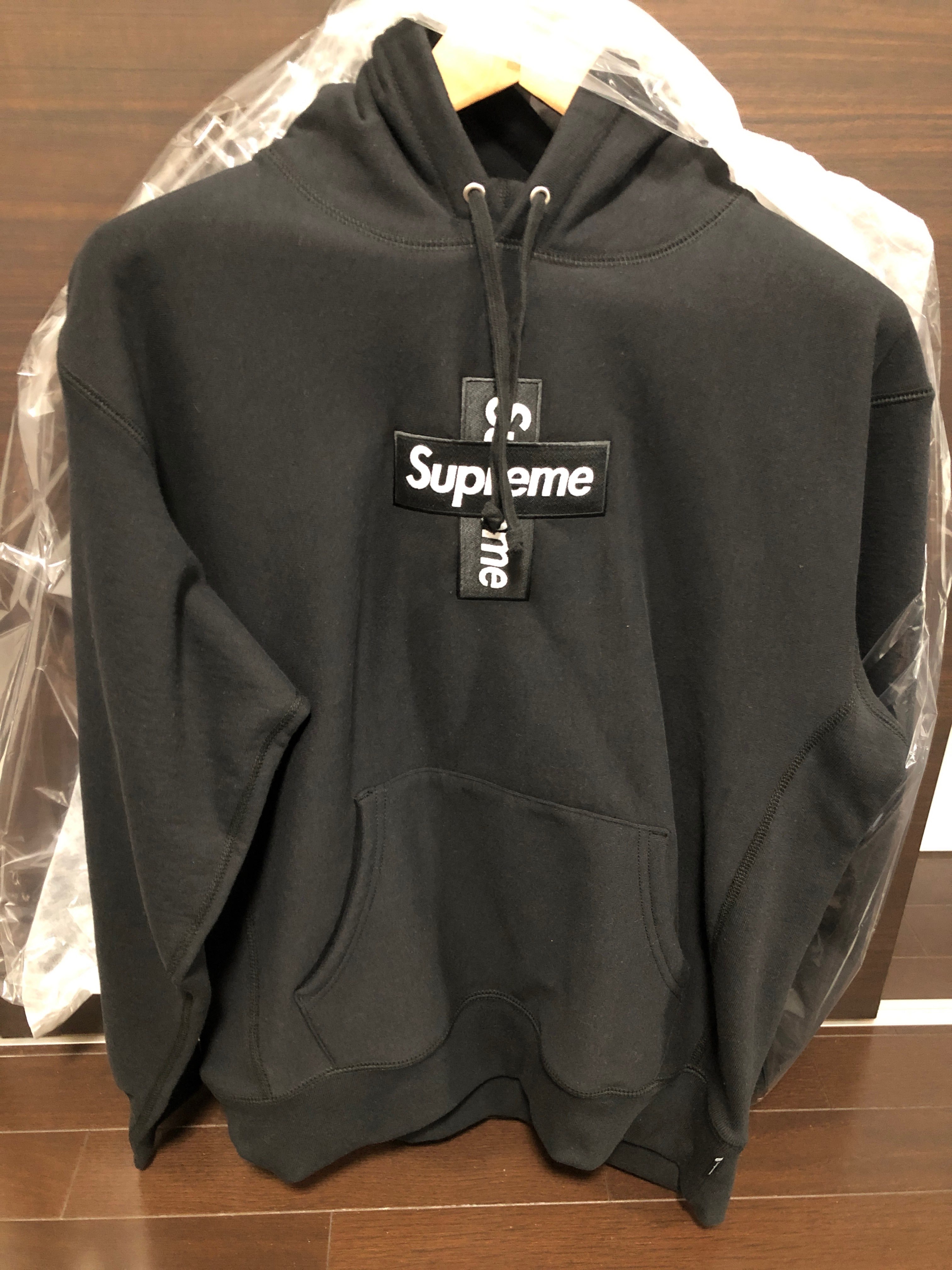Supreme Cross Box Logo Hooded Sweatshirt "Black"